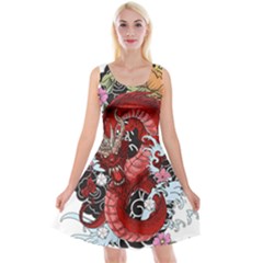 Drawing Red Dragon Legendary Reversible Velvet Sleeveless Dress by Jancukart