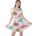 Candy Background Cartoon Cap Sleeve Dress View1