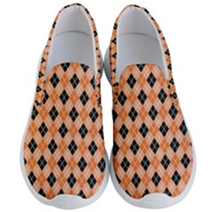 Halloween Inspired Black Orange Diagonal Plaids Men s Lightweight Slip Ons by ConteMonfrey