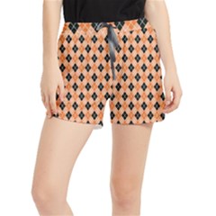 Halloween Inspired Black Orange Diagonal Plaids Women s Runner Shorts by ConteMonfrey