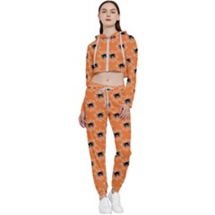 Halloween Black Orange Spiders Cropped Zip Up Lounge Set by ConteMonfrey