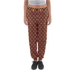 Halloween Palette Plaids Orange, Black Geometric  Women s Jogger Sweatpants by ConteMonfrey