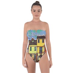 Colorful Venice Homes Tie Back One Piece Swimsuit by ConteMonfrey