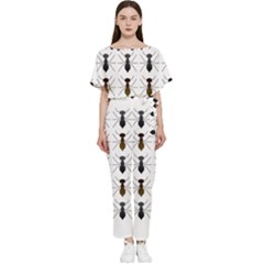 Ant Insect Pattern Cartoon Ants Batwing Lightweight Chiffon Jumpsuit by Ravend