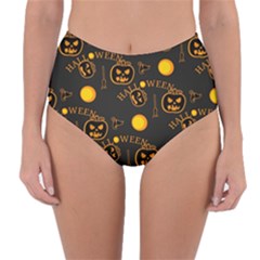 Halloween Background Pattern Reversible High-waist Bikini Bottoms by Ravend