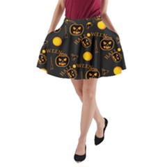 Halloween Background Pattern A-line Pocket Skirt by Ravend