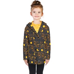 Halloween Background Pattern Kids  Double Breasted Button Coat by Ravend