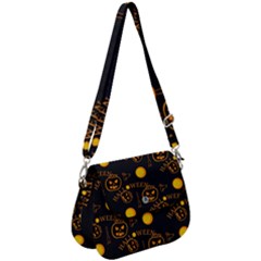 Halloween Background Pattern Saddle Handbag by Ravend