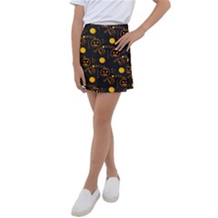 Halloween Background Pattern Kids  Tennis Skirt by Ravend