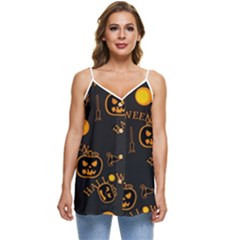 Halloween Background Pattern Casual Spaghetti Strap Chiffon Top by Ravend