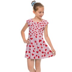 Hearts Valentine Heart Pattern Kids  Cap Sleeve Dress by Ravend