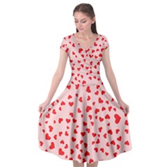 Hearts Valentine Heart Pattern Cap Sleeve Wrap Front Dress by Ravend