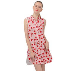 Hearts Valentine Heart Pattern Sleeveless Shirt Dress by Ravend