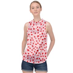 Hearts Valentine Heart Pattern High Neck Satin Top by Ravend