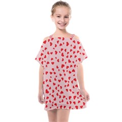 Hearts Valentine Heart Pattern Kids  One Piece Chiffon Dress by Ravend