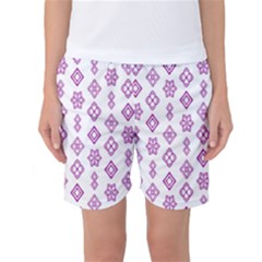 Geometric Pattern Purple Pattern Women s Basketball Shorts by Ravend