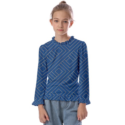 Abstract Geometry Pattern Kids  Frill Detail Tee by Ravend