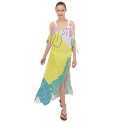 Plants Leaves Border Frame Maxi Chiffon Cover Up Dress by Ravend