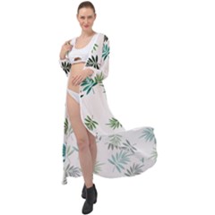 Leaves Plant Design Template Maxi Chiffon Beach Wrap by Ravend