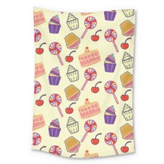 Cupcake Pattern Lollipop Large Tapestry by Ravend