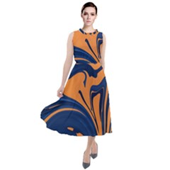 Abstract Background Texture Pattern Round Neck Boho Dress by Ravend