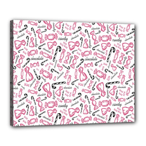 Candy Pink Black-cute Sweat Canvas 20  X 16  (stretched) by Ravend