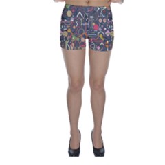 Illustration Shape Tribal Pattern Round Skinny Shorts by Wegoenart