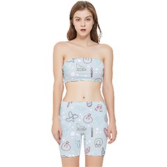 Winter Pattern Background Element Stretch Shorts And Tube Top Set by Ravend