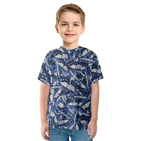 Butterflies Motif Collage Pattern Kids  Sport Mesh Tee by dflcprintsclothing