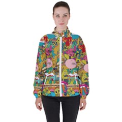 Cartoon Wallpapers Women s High Neck Windbreaker by Jancukart