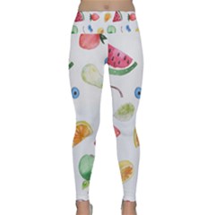 Fruit Summer Vitamin Watercolor Lightweight Velour Classic Yoga Leggings by Wegoenart