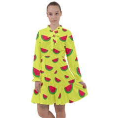 Watermelon Pattern Wallpaper All Frills Chiffon Dress by Wegoenart