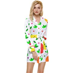 Pattern Fruit Fruits Orange Green Long Sleeve Satin Robe by Wegoenart