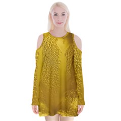 Beer Drink Glass Yellow Cup Bar Velvet Long Sleeve Shoulder Cutout Dress by Wegoenart