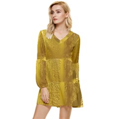 Beer Drink Glass Yellow Cup Bar Tiered Long Sleeve Mini Dress by Wegoenart