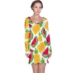 Watermelon Pattern Fruit Summer Long Sleeve Nightdress by Wegoenart