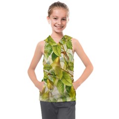 Pear Fruit Tree Organic Pattern Kids  Sleeveless Hoodie by Wegoenart