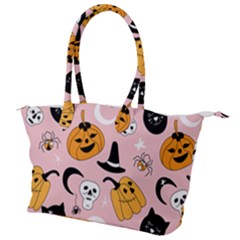 Pumpkin Cat Pattern Skull Canvas Shoulder Bag by Wegoenart