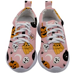 Pumpkin Cat Pattern Skull Kids Athletic Shoes by Wegoenart