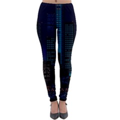 City Building Pixel Art Vaporwave Lightweight Velour Leggings by danenraven