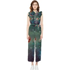 Planet Galaxy Fantasy Women s Frill Top Chiffon Jumpsuit by danenraven