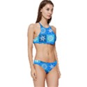 Xmas Christmas Pattern Snow Background Blue Decoration Banded Triangle Bikini Set View3