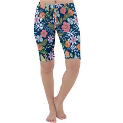 Flower Floral Background Painting Cropped Leggings  by danenraven