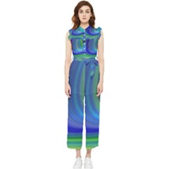 Space Design Abstract Sky Storm Women s Frill Top Chiffon Jumpsuit by danenraven