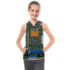 Illustration Motherboard Pc Computer Kids  Sleeveless Hoodie by danenraven