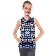 Cobalt Symmetry Kids  Sleeveless Hoodie by kaleidomarblingart