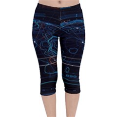 Earth Map Futuristic Globe Velvet Capri Leggings  by danenraven