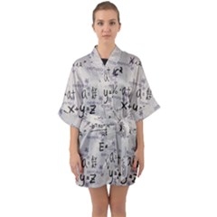 Pattern Wallpaper Math Formula Albert Einstein Half Sleeve Satin Kimono  by danenraven