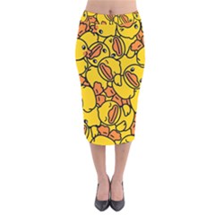 Duck Cartoon Background Pattern Velvet Midi Pencil Skirt by Wegoenart