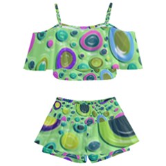 Blob Ring Circle Abstract Kids  Off Shoulder Skirt Bikini by Wegoenart